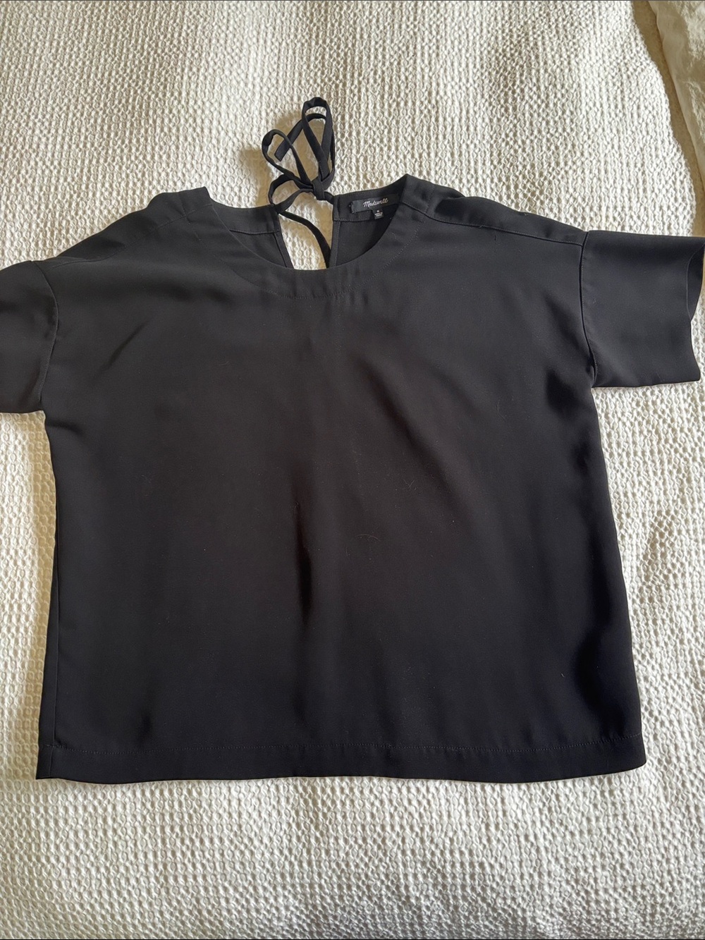 Madewell Black Short Sleeve Tie-Back Blouse